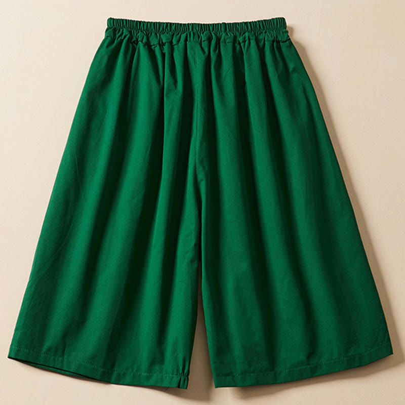Szorty damskie Buddha Stones Casual Solid Color Wrinkle Design Drawstring Cotton z kieszeniami - image 9
