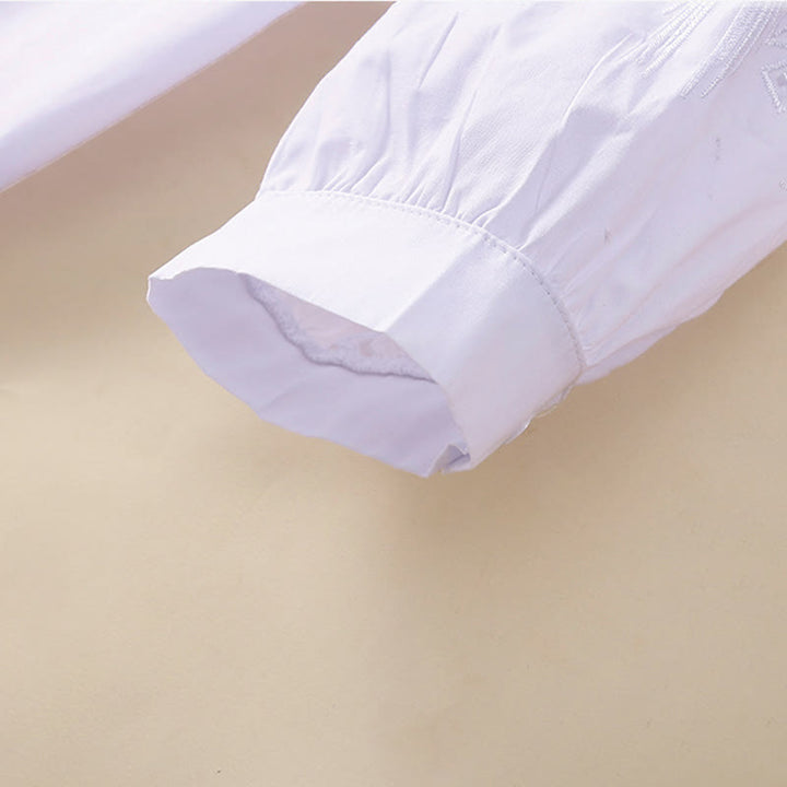 Koszula Buddha Stones z haftem w kwiaty i lnianą bawełną z rękawami trzy czwarte - image 15