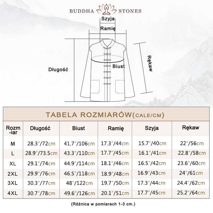 Koszula z długim rękawem Buddha Stones Tang Frog-Button Cotton Men's Clothing - image 8