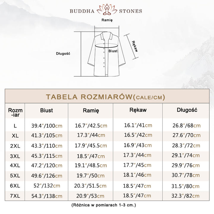 Koszula męska Buddha Stones Casual Solid Color z guzikami z przodu i rękawami trzy czwarte - image 11