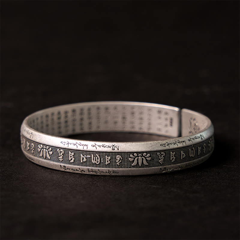 Buddha Stones Om Mani Padme Hum Sutra Serca Mantra Lotos Medytacja Pokoju Bransoletka Mankiet Bangle