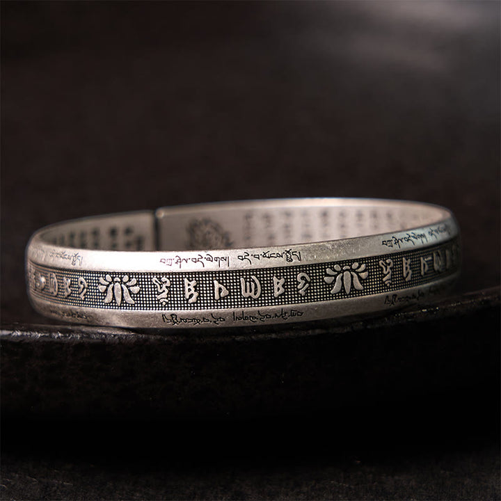 Buddha Stones Om Mani Padme Hum Sutra Serca Mantra Lotos Medytacja Pokoju Bransoletka Mankiet Bangle
