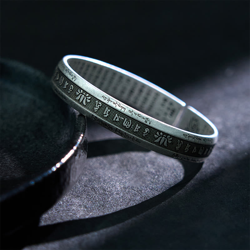 Buddha Stones Om Mani Padme Hum Sutra Serca Mantra Lotos Medytacja Pokoju Bransoletka Mankiet Bangle