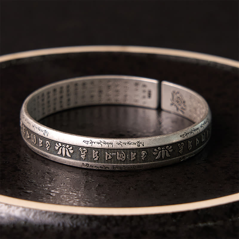 Buddha Stones Om Mani Padme Hum Sutra Serca Mantra Lotos Medytacja Pokoju Bransoletka Mankiet Bangle
