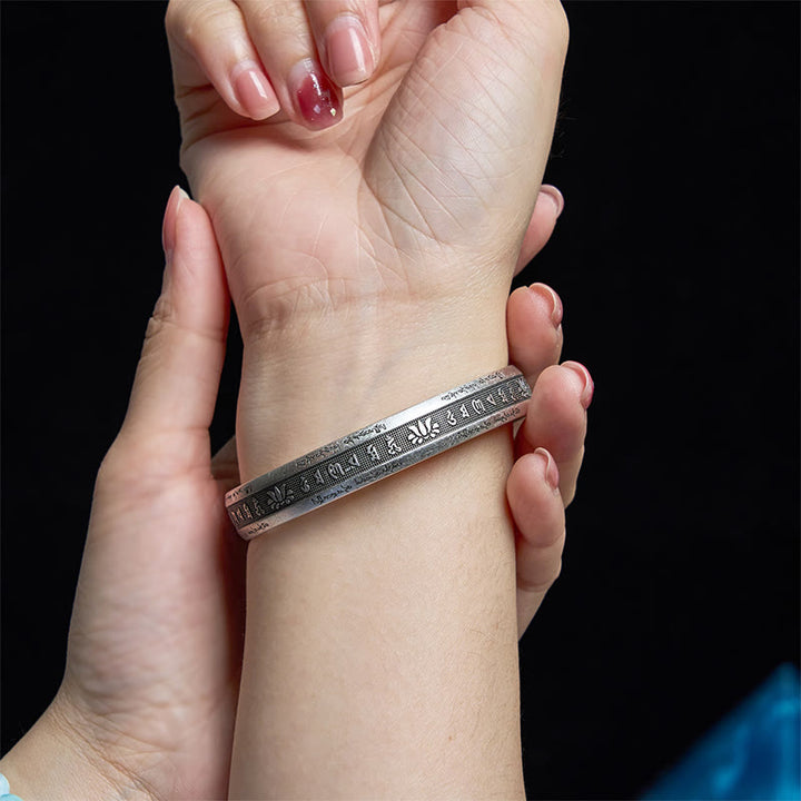 Buddha Stones Om Mani Padme Hum Sutra Serca Mantra Lotos Medytacja Pokoju Bransoletka Mankiet Bangle