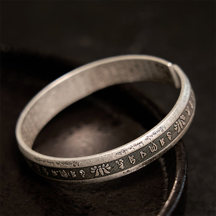 Buddha Stones Om Mani Padme Hum Sutra Serca Mantra Lotos Medytacja Pokoju Bransoletka Mankiet Bangle