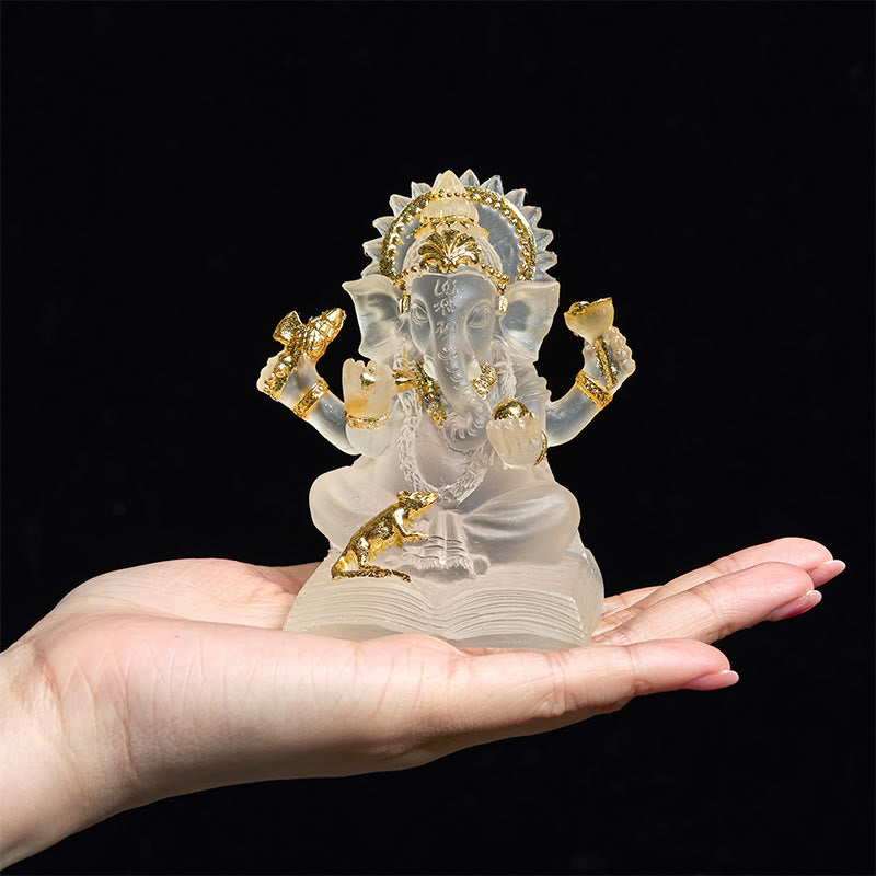Buddha Stones Przezroczyste Białe Ganesh Ganpati Posąg Słonia Ochrona Żywicy Dekoracja Domu - image 6