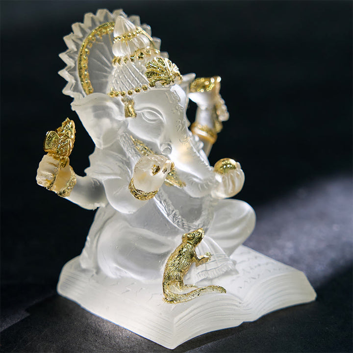 Buddha Stones Przezroczyste Białe Ganesh Ganpati Posąg Słonia Ochrona Żywicy Dekoracja Domu - image 1