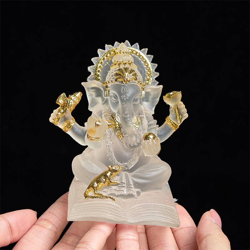 Buddha Stones Przezroczyste Białe Ganesh Ganpati Posąg Słonia Ochrona Żywicy Dekoracja Domu