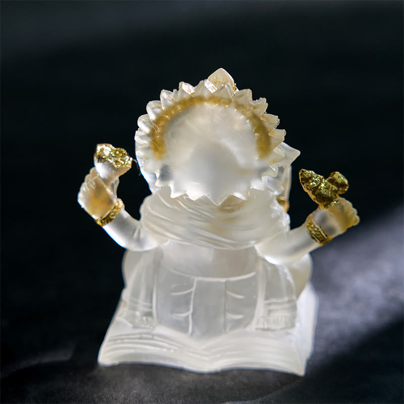 Buddha Stones Przezroczyste Białe Ganesh Ganpati Posąg Słonia Ochrona Żywicy Dekoracja Domu - image 3