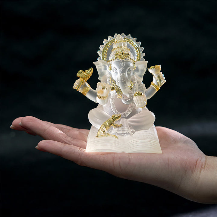 Buddha Stones Przezroczyste Białe Ganesh Ganpati Posąg Słonia Ochrona Żywicy Dekoracja Domu