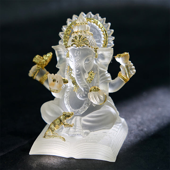 Buddha Stones Przezroczyste Białe Ganesh Ganpati Posąg Słonia Ochrona Żywicy Dekoracja Domu - image 2