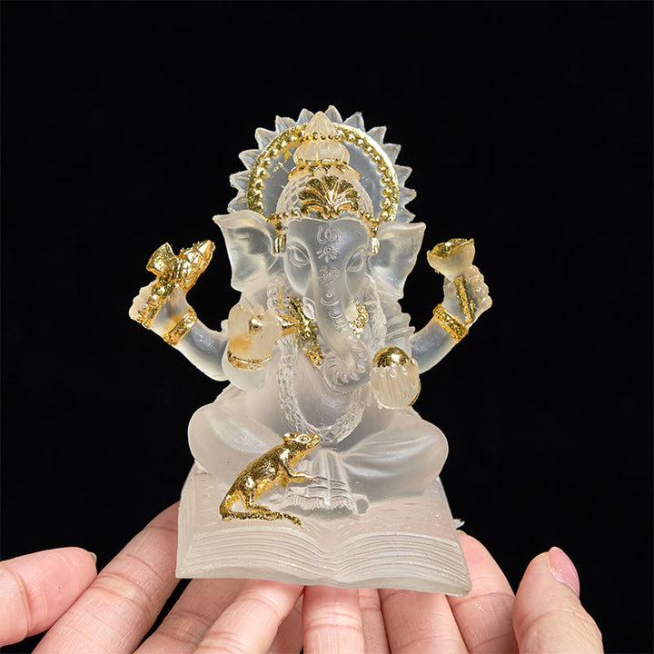 Buddha Stones Przezroczyste Białe Ganesh Ganpati Posąg Słonia Ochrona Żywicy Dekoracja Domu - image 4
