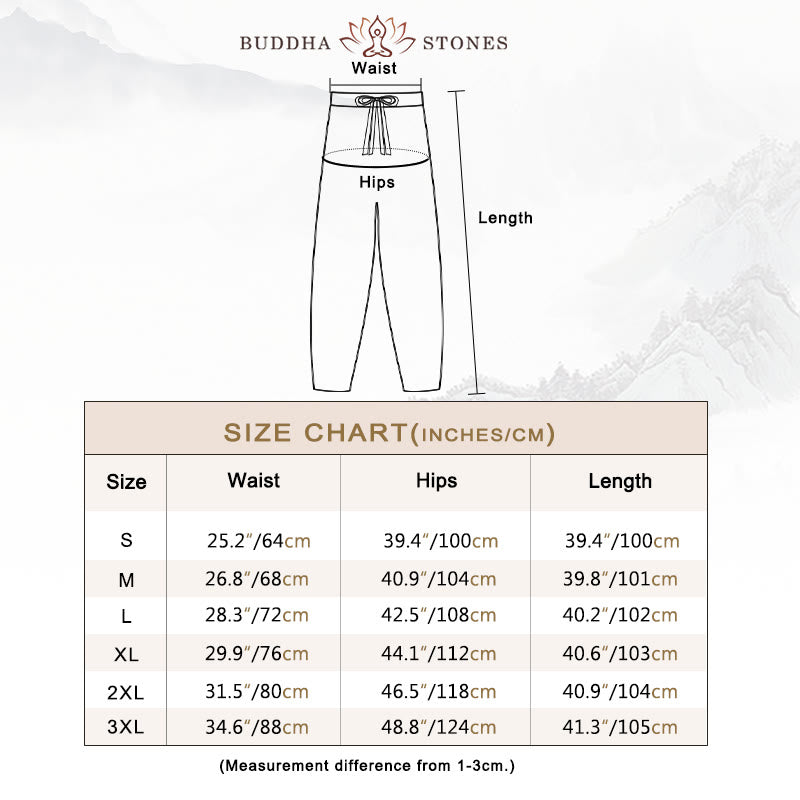 Spodnie haremowe damskie Buddha Stones Plain Cotton Drawstring z kieszeniami - image 3