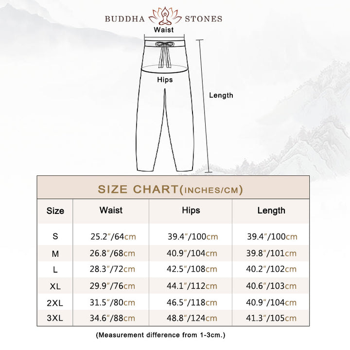 Spodnie haremowe damskie Buddha Stones Plain Cotton Drawstring z kieszeniami - image 3