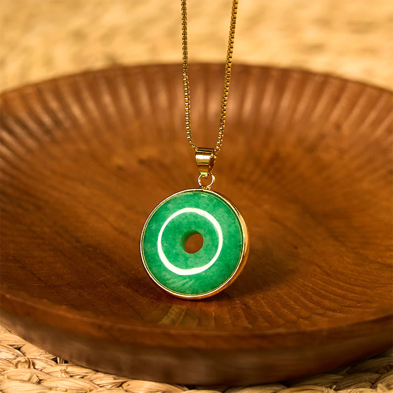 Buddha Stones Naturalny Cyjan Jade Peace Buckle Healing Luck Naszyjnik Wisiorek