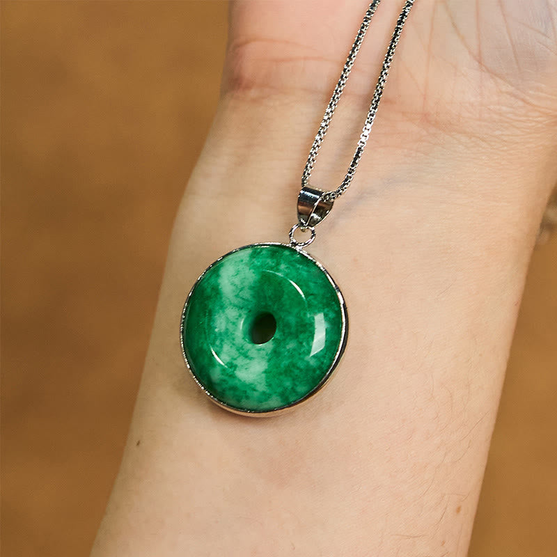 Buddha Stones Naturalny Cyjan Jade Peace Buckle Healing Luck Naszyjnik Wisiorek
