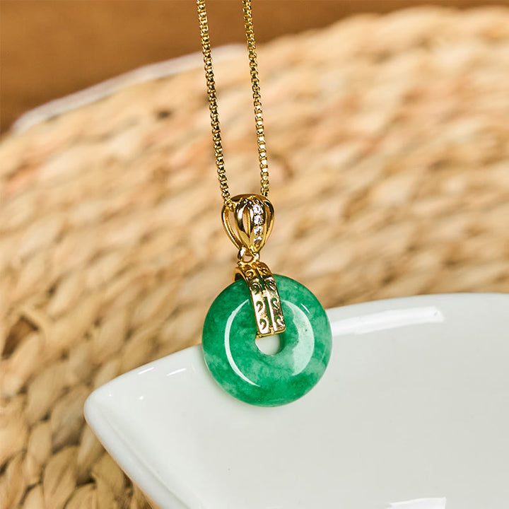 Buddha Stones Cyan Jade Peace Buckle Healing Luck Naszyjnik Wisiorek