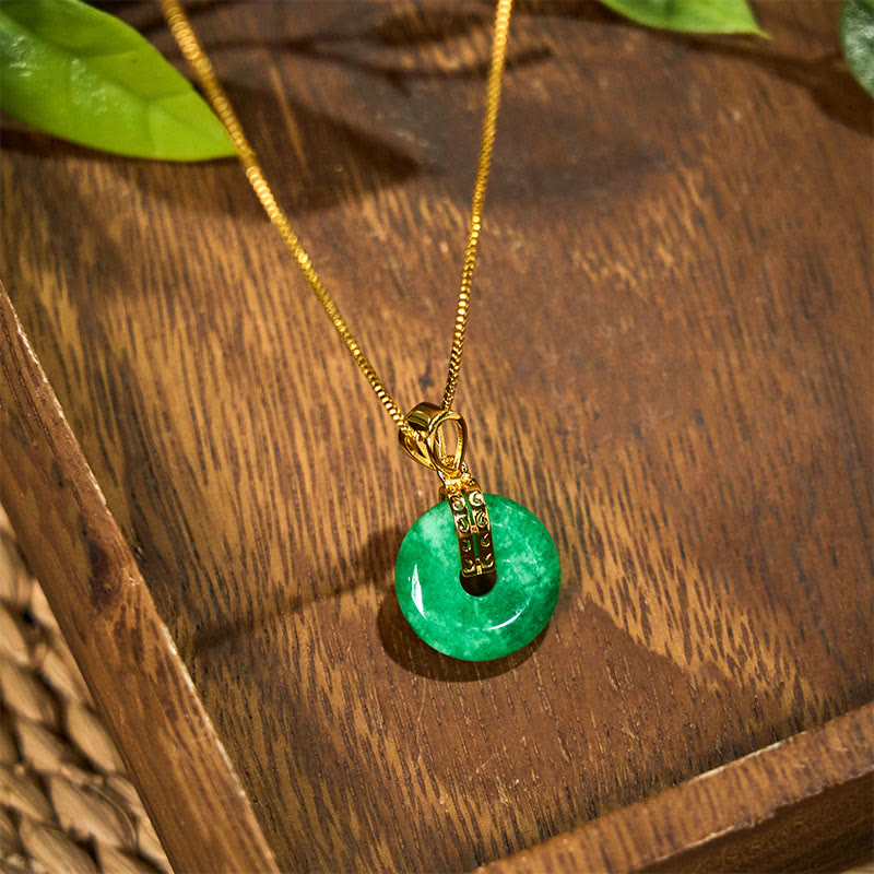 Buddha Stones Cyan Jade Peace Buckle Healing Luck Naszyjnik Wisiorek