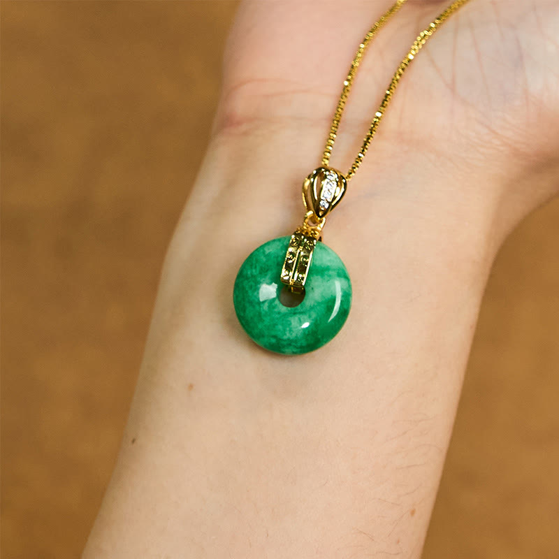 Buddha Stones Cyan Jade Peace Buckle Healing Luck Naszyjnik Wisiorek