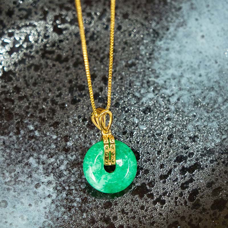 Buddha Stones Cyan Jade Peace Buckle Healing Luck Naszyjnik Wisiorek