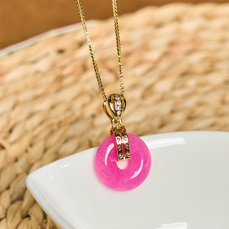 Naszyjnik z zawieszką Buddha Stones Purple Jade Peace Buckle Happiness
