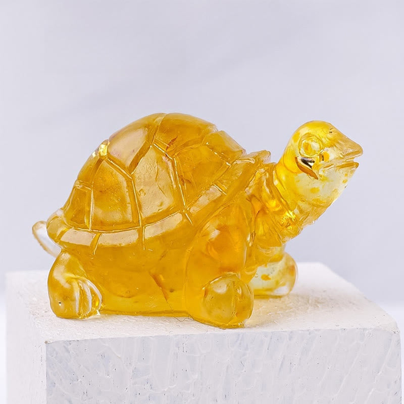Buddha Stones Naturalny Kryształ Żwir Żywica Kroplowa Mały Żółw Dekoracja Statua - Cytryn (27*50mm) - image 18