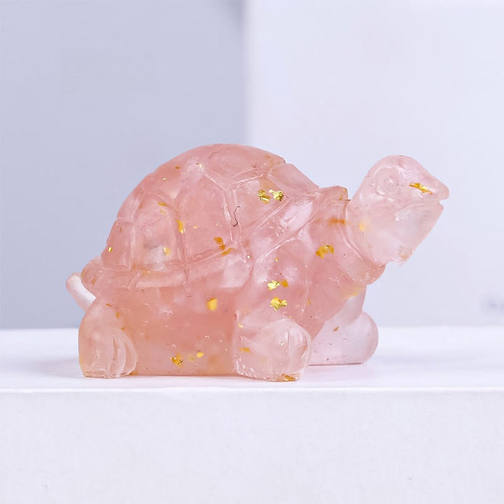 Buddha Stones Naturalny Kryształ Żwir Żywica Kroplowa Mały Żółw Dekoracja Statua - Różowy kryształ - image 5