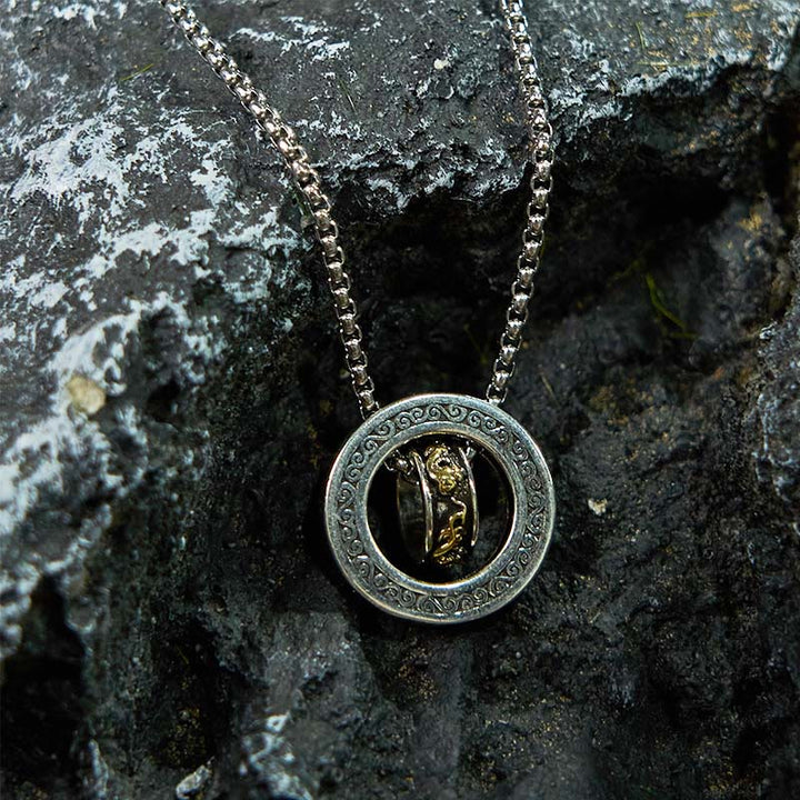 Buddha Stones Podwójny Pierścień PiXiu Peace Buckle Wealth Obrotowy Naszyjnik Wisiorek - image 13
