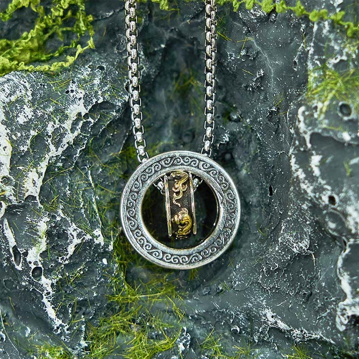 Buddha Stones Podwójny Pierścień PiXiu Peace Buckle Wealth Obrotowy Naszyjnik Wisiorek - image 14