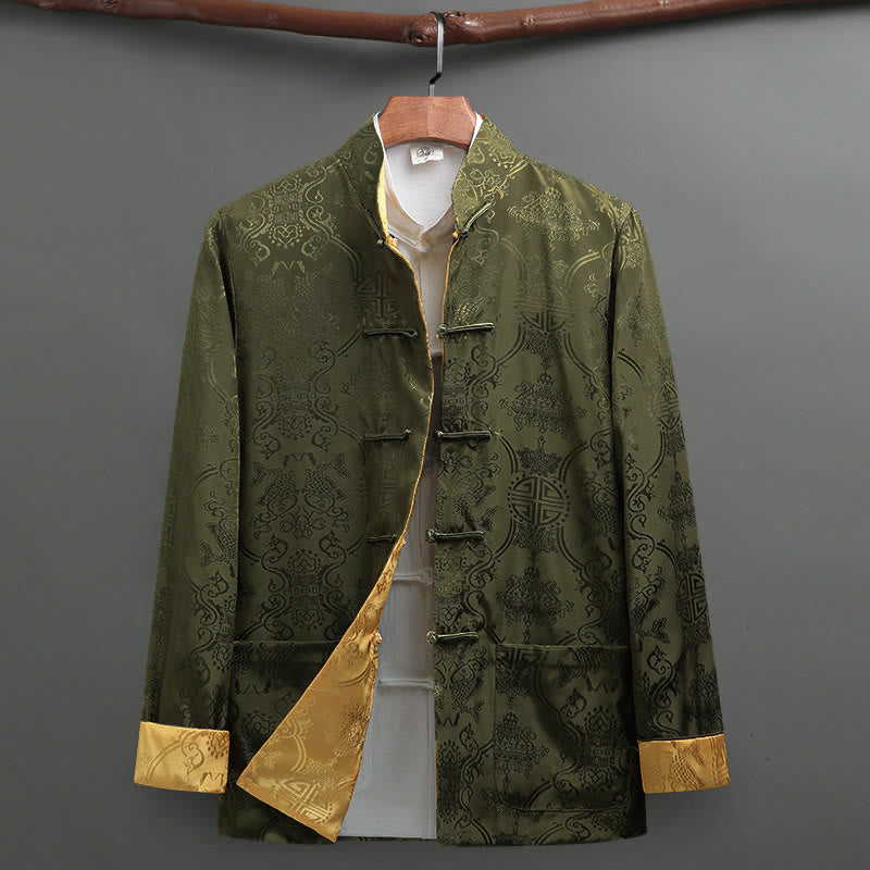 Koszula męska z długim rękawem i kieszeniami, z motywem ryby Koi, z motywem żaby i Buddha Stones - Żółtozielony - US/UK/AU42， EU52 (3XL) - image 13