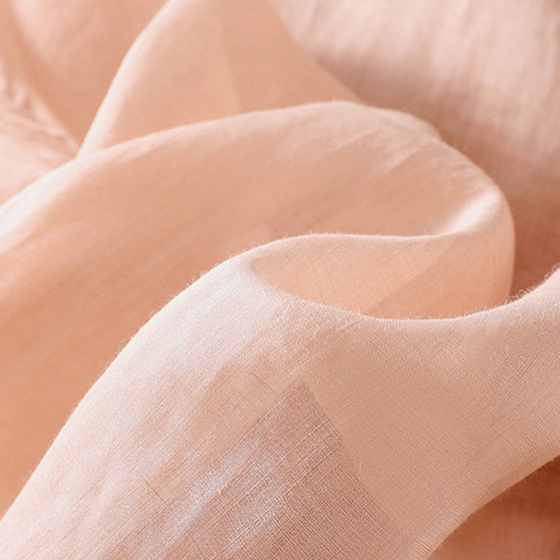 Buddha Stones Artystyczny Gładki Kwiatowy Haftowany Wzór Okrągły Dekolt Bufiaste Pół Rękawy Bawełna Len Damska Koszulka T-shirt - image 11