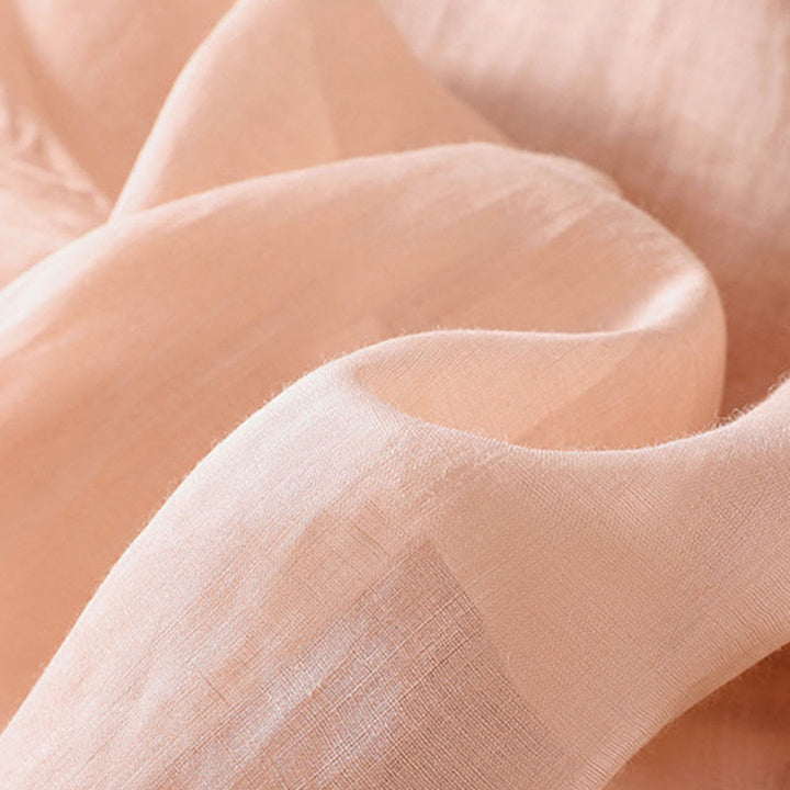 Buddha Stones Artystyczny Gładki Kwiatowy Haftowany Wzór Okrągły Dekolt Bufiaste Pół Rękawy Bawełna Len Damska Koszulka T-shirt - image 11