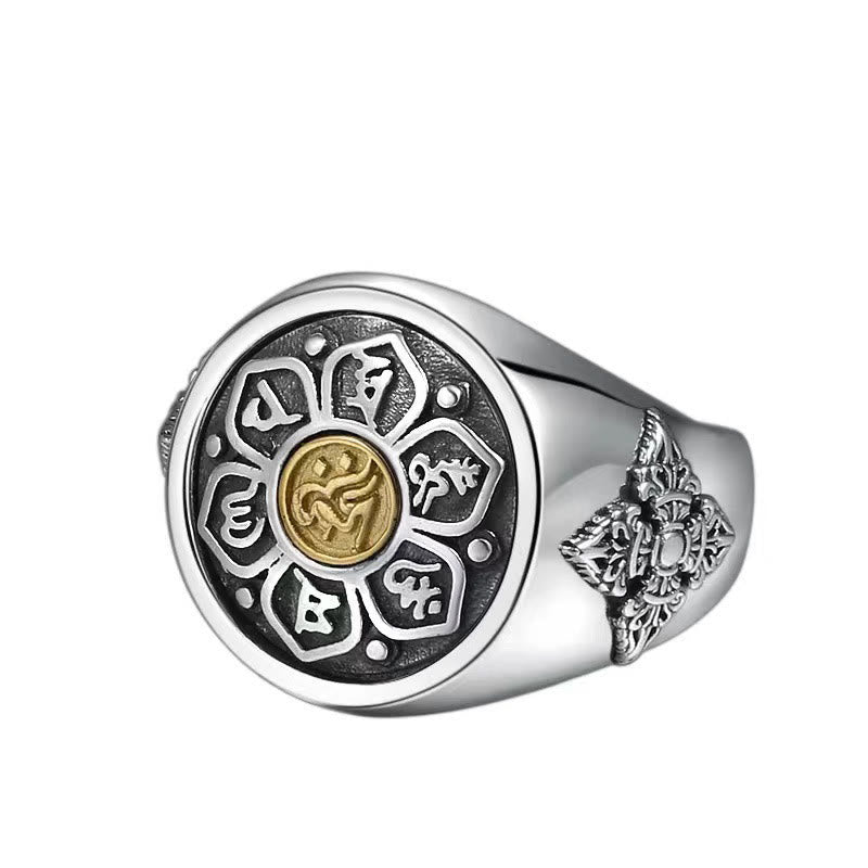 Buddha Stones Tybetańskie Om Mani Padme Hum Vajra Wzór Miedziany Pierścień Obrotowy