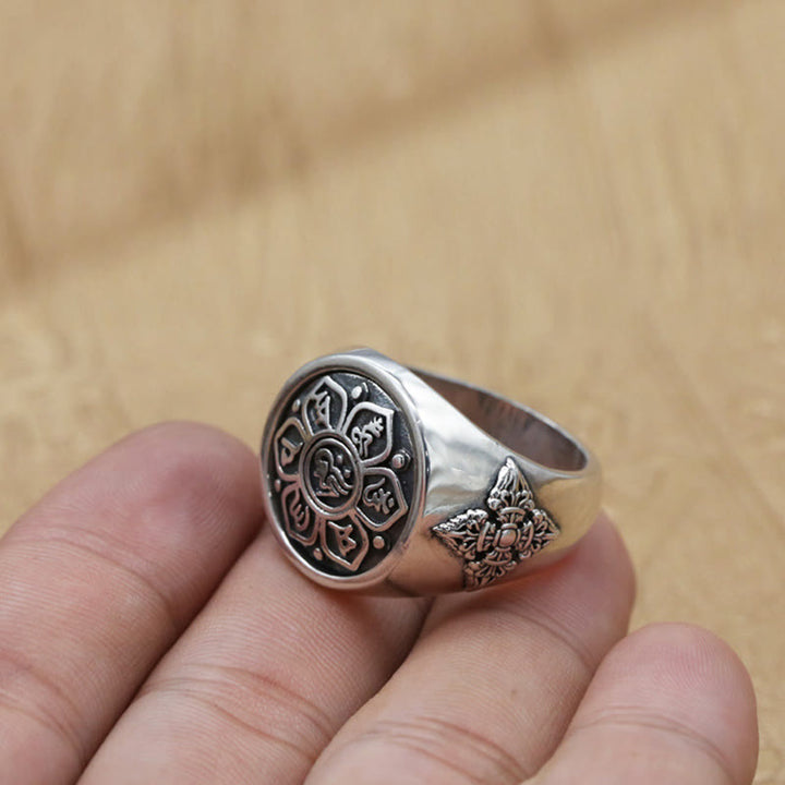 Buddha Stones Tybetańskie Om Mani Padme Hum Vajra Wzór Miedziany Pierścień Obrotowy