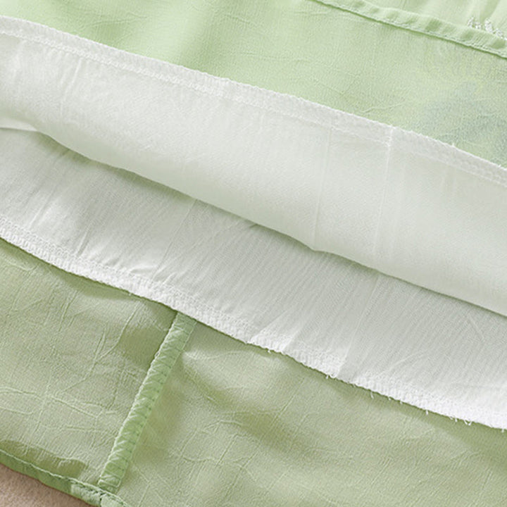 Koszula damska z haftowanymi Buddha Stones, kwiatami, półrękawem, żabą i guzikami, ze stójką