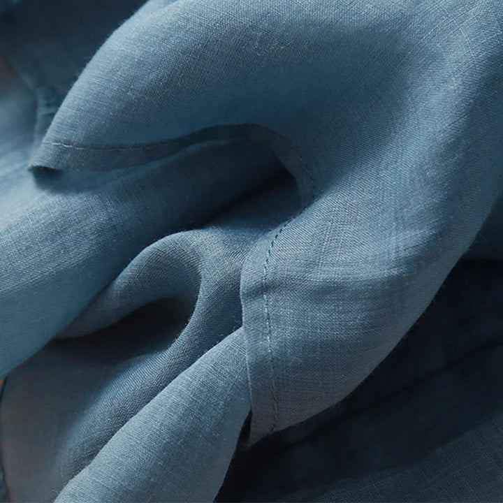 Buddha Stones Letnia swobodna kwiatowa gałązka haftowany wzór dekolt w serek pół rękawa bawełna len damska koszulka