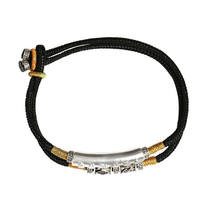 Buddha Stones Dragon Knot ze srebra próby 925 Om Mani Padme Hum Double Hand Woven - image 2