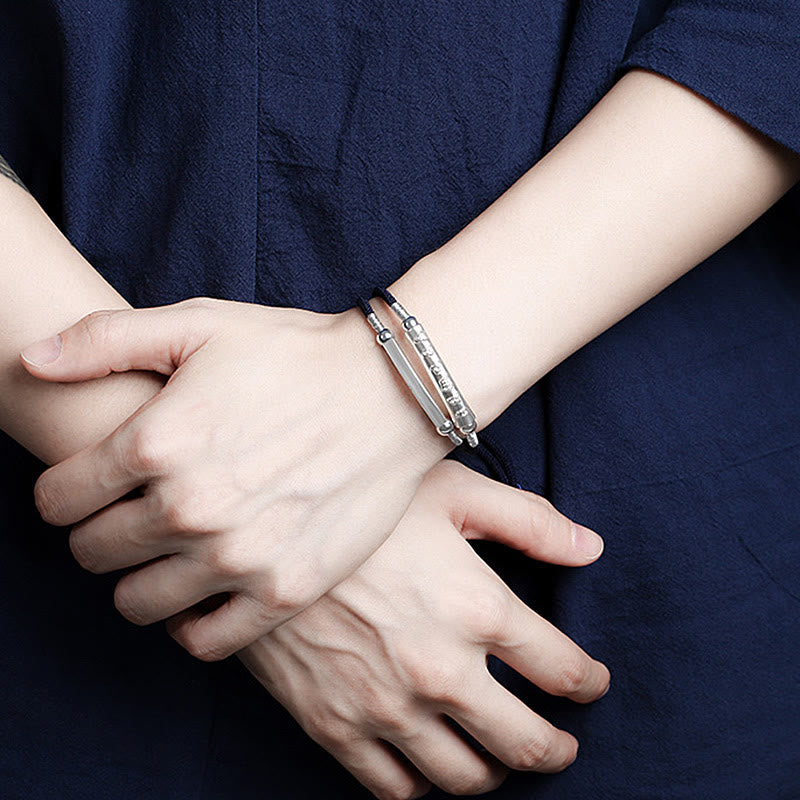 Buddha Stones Dragon Knot ze srebra próby 925 Om Mani Padme Hum Double Hand Woven - image 11