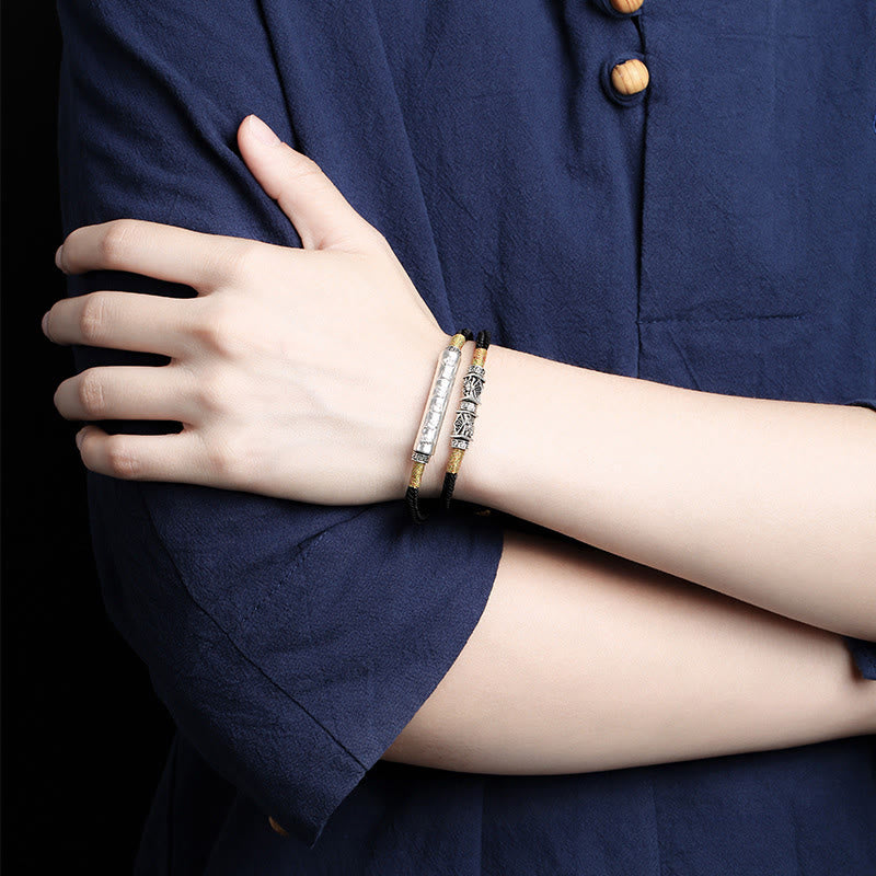 Buddha Stones Dragon Knot ze srebra próby 925 Om Mani Padme Hum Double Hand Woven - image 3