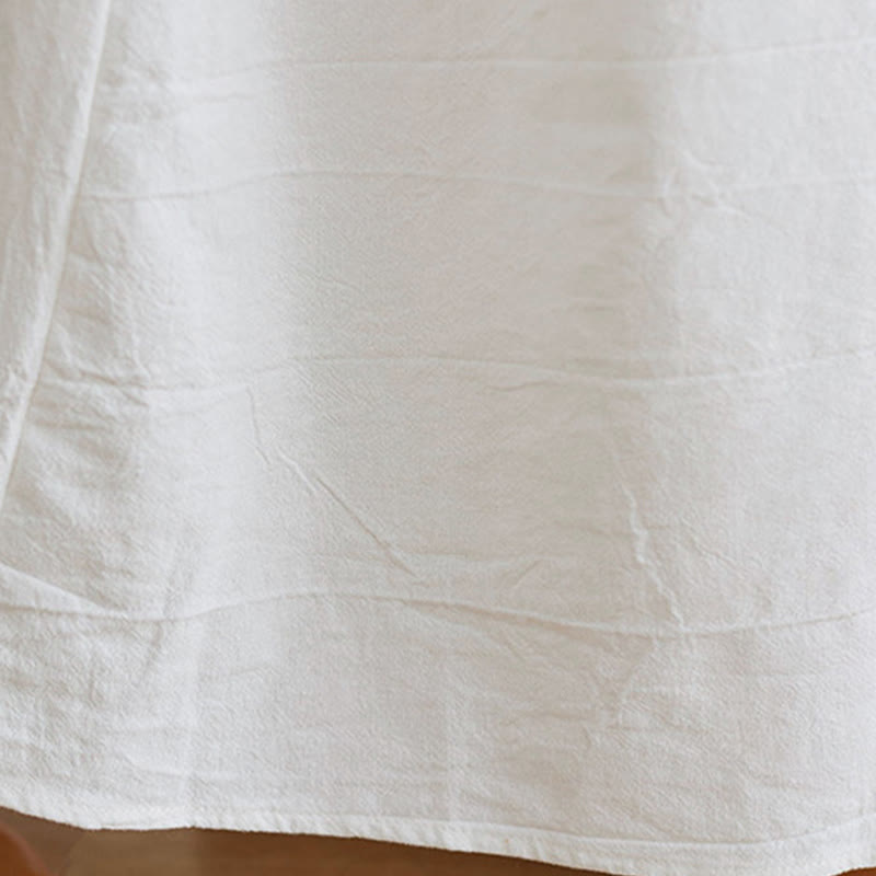 Buddha Stones Luźna Gładka Etniczna Haftowana Kwiatowa Wzór Trzy Czwarte Rękawy Bawełna Len Maxi Sukienka - image 8