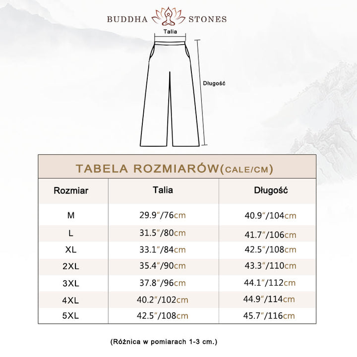 Buddha Stones Spodnie męskie z szerokimi nogawkami i kieszeniami, jednokolorowe, bawełniane i lniane - image 3