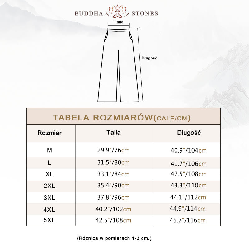 Buddha Stones Spodnie męskie z szerokimi nogawkami i kieszeniami, jednokolorowe, bawełniane i lniane - image 2