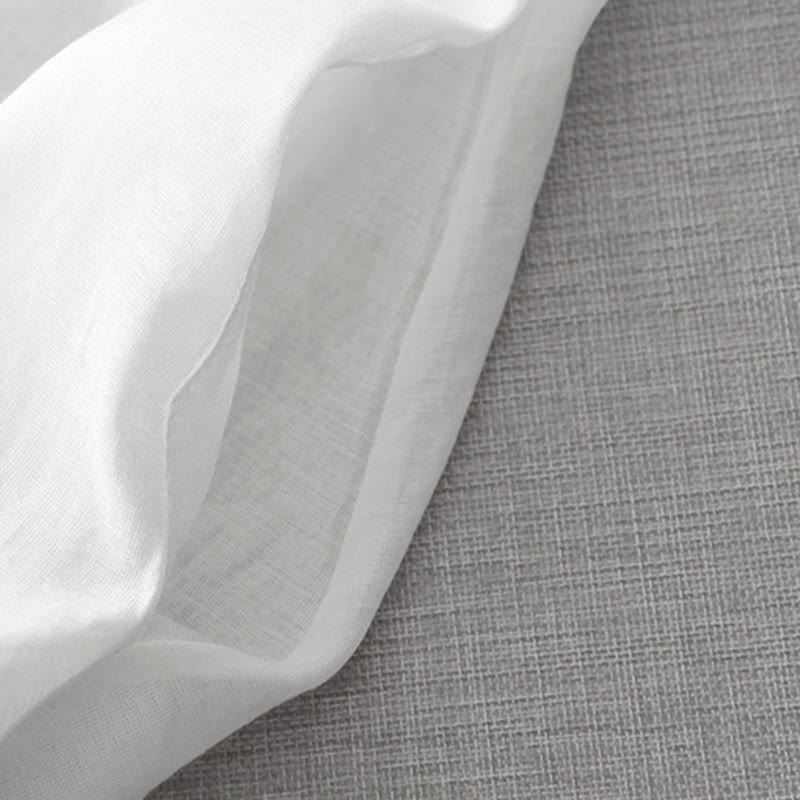 Letnia sukienka midi z haftowanymi liśćmi i kwiatami Buddha Stones w kolorze białym, z krótkim rękawem i dekoltem w serek i kieszeniami - image 8