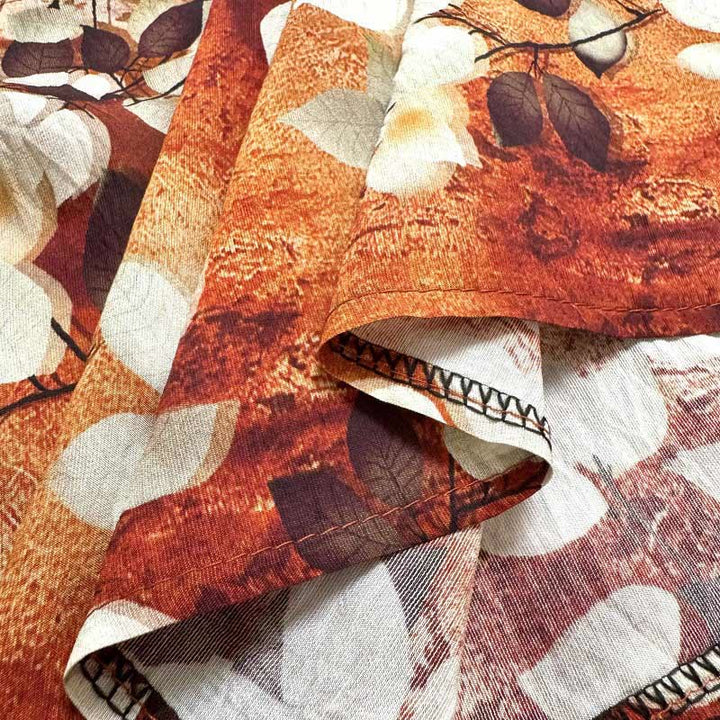 Koszulka damska z nadrukiem liści roślin Buddha Stones Casual z okrągłym dekoltem i krótkim rękawem z poliestru