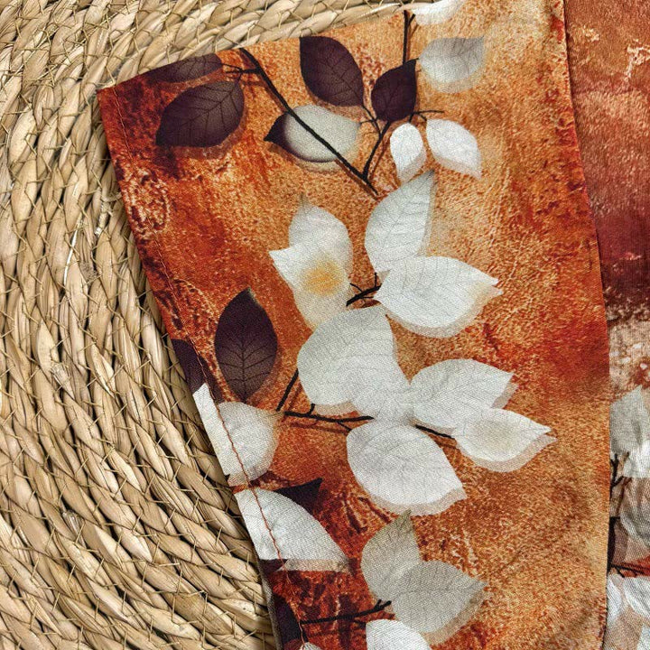 Koszulka damska z nadrukiem liści roślin Buddha Stones Casual z okrągłym dekoltem i krótkim rękawem z poliestru