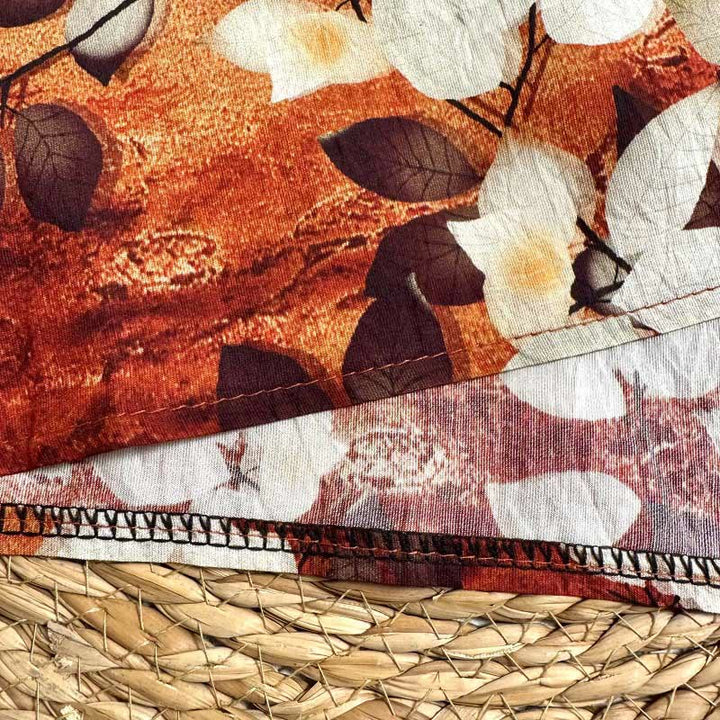 Koszulka damska z nadrukiem liści roślin Buddha Stones Casual z okrągłym dekoltem i krótkim rękawem z poliestru