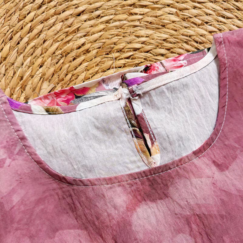 Buddha Stones Casual Printed Various Petals Dahlia Peony Damska koszulka z okrągłym dekoltem i krótkim rękawem z poliestru