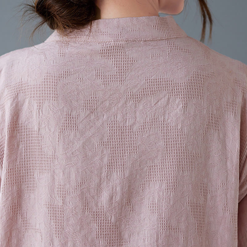 Buddha Stones Vintage Lato Stereoskopowy Kwiat Haft Trzy Czwarte Rękawy Żabka Guzik Bawełna Len Damska Koszula - image 11