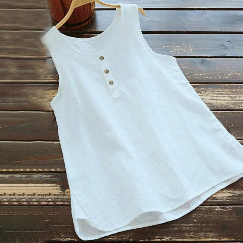 Kamizelka damska z okrągłym kołnierzem i guzikami w kolorze białym i Buddha Stones - Biały - US16, UK/AU20, EU48 (5XL) - image 1